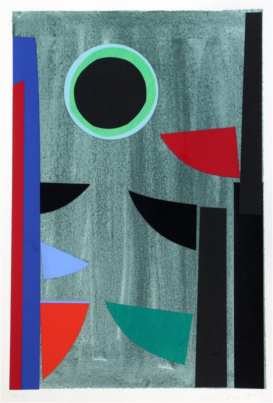 § Sir Terry Frost (1915-2003) Green and Black Q, 24 x 16.5in.